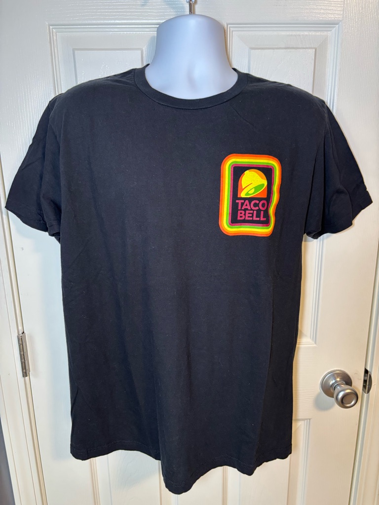 Taco Bell Black T-Shirt With Rainbow Logo Size L